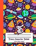 Primary Composition Notebook Story Paper Journal: marble story comp book red baseline 100ct