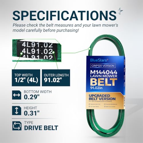 Image of [Upgraded Grip120] BlueStars M144044 Drive Belt | 1 /2 inch x 91.02 inch