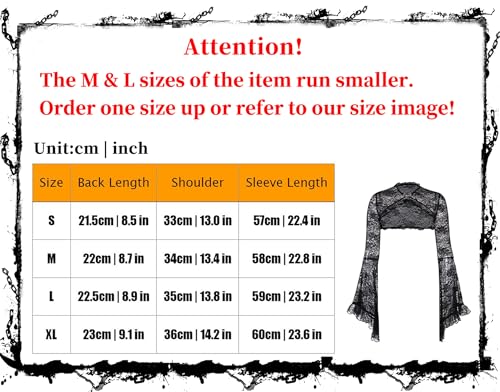 Image of Goth Shrug Black Gothic Victorian Shrugs Crop Top For Women