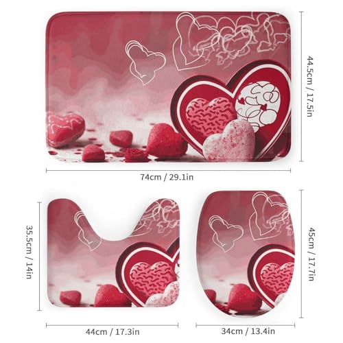 Kit rideau de douche Saint-Valentin antidérapant en textile de qualité supérieure