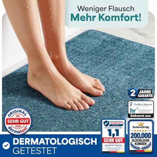 Bodenständig® Badematte rutschfest waschbar - Badvorleger Türkis – Ansicht 4