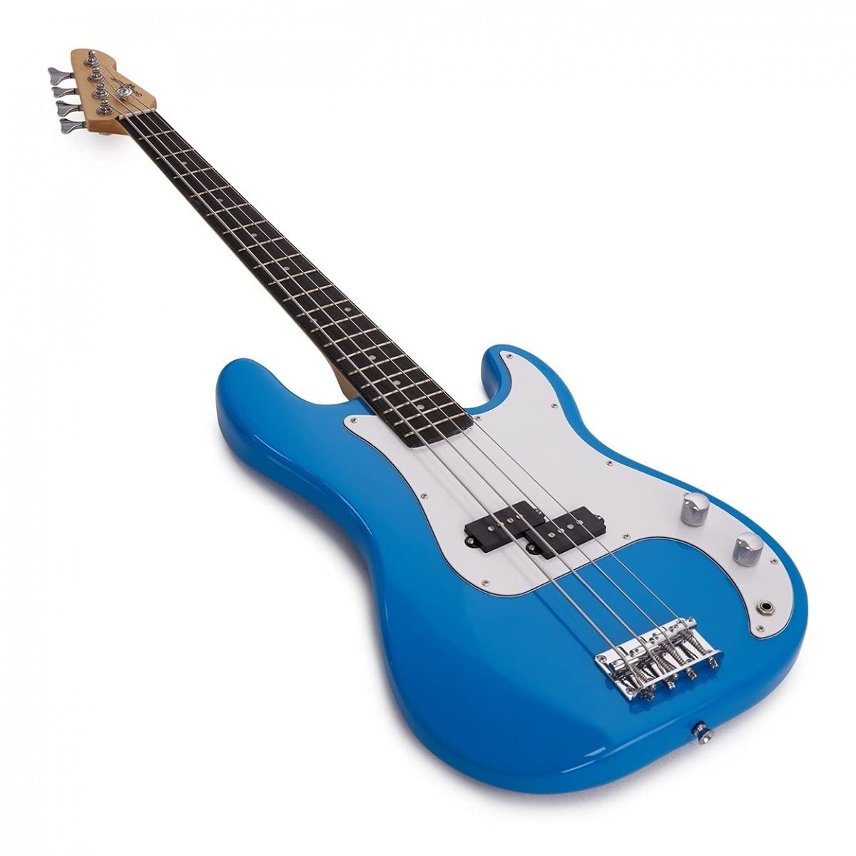 Guitare basse LA by Gear4music Bleu avec ampli 15W housse et Cable