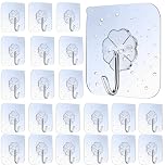 Lamondre 30 Pcs Sticky Hooks for Hanging, Transparent Self Adhesive Hooks for Wall, Bathroom, Kitchen