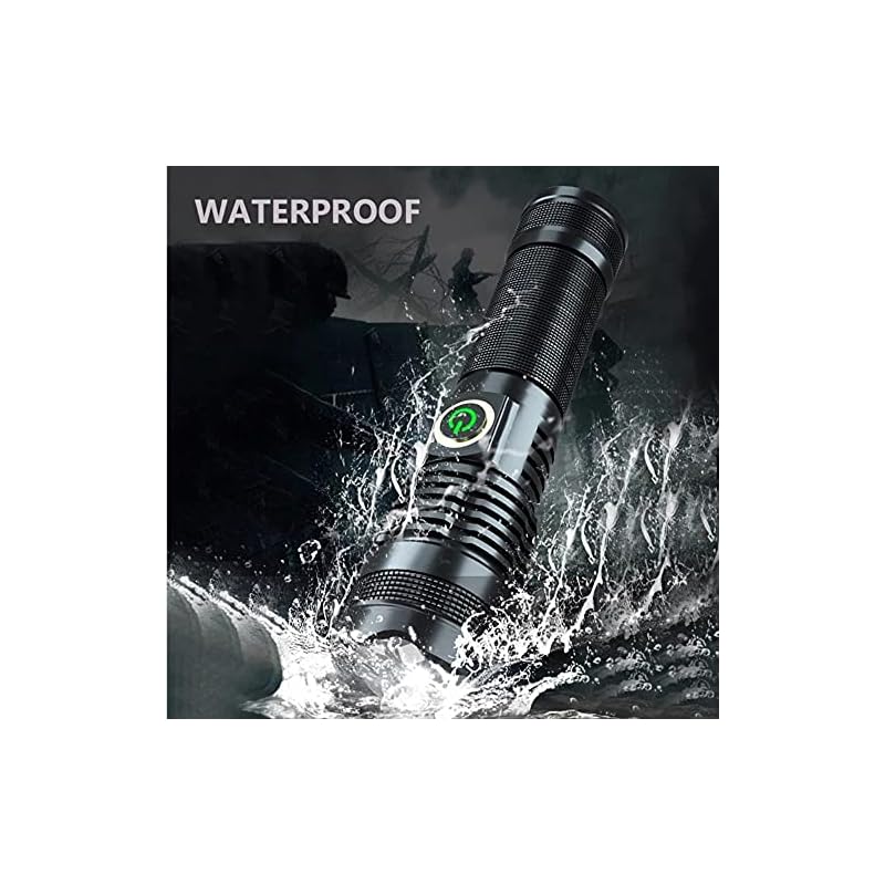Junchi High Lumens Flashlight USB Rechargeable,XHP70 Super Bright 300000 Lumens LED Flashlights with Zoomable,Waterproof,5 Modes Flash Light for Hiking Camping Hiking Outdoor Emergency - Image 5