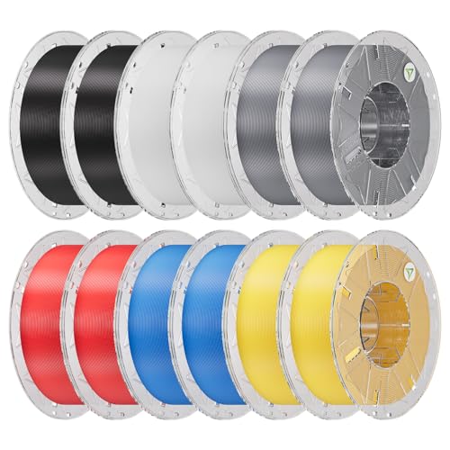 Image of Creality Hyper PLA Filament 1.75mm, RFID 3D Printer Filament PLA for High Speed 30-600mm /s, 12kg(26.4lbs) /Spool Filament Support CFS,2Black & 2White & 2Grey & 2Red & 2Blue & 2Yellow