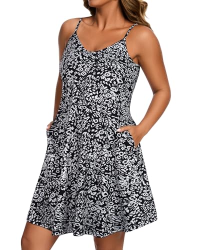 Image of JOELLYUS Womens Spaghetti Strap Dress Summer Dresses Beach Cover Ups Casual Sundresses with Pockets 2026