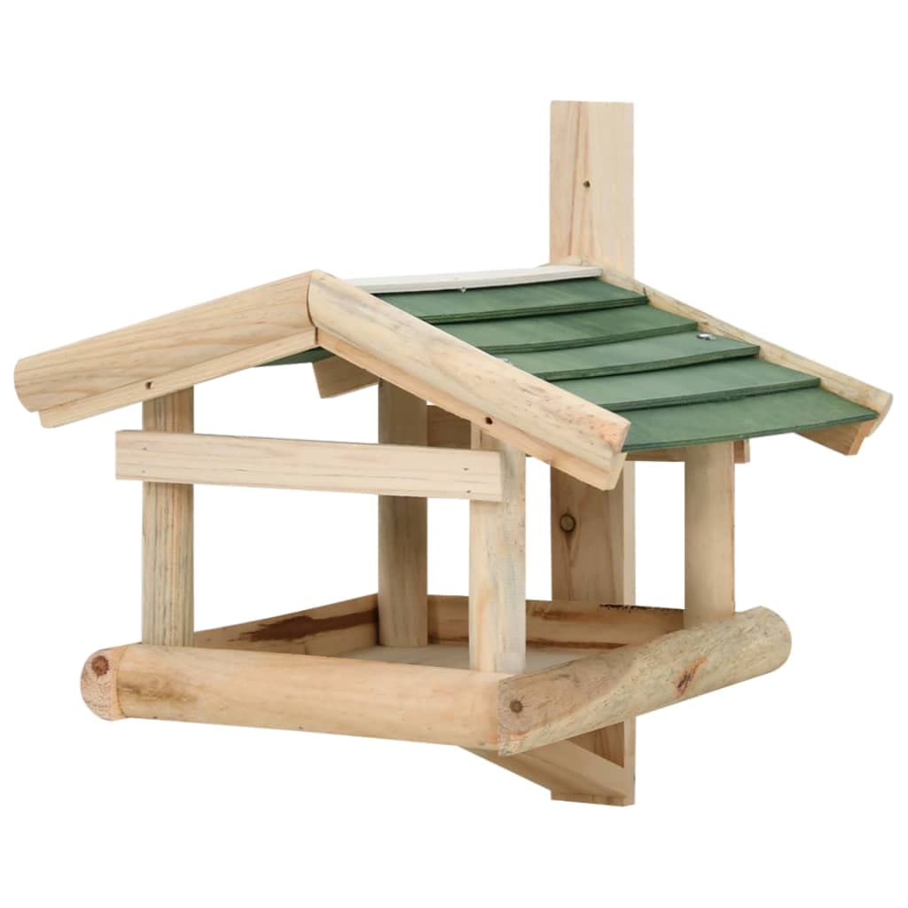 Vogelfutterhaus aus massivem Tannenholz 35x29,5x21 cm mit großem Dachüberstand wetterfest für Garten Balkon Terrasse als Futterstation und Futterplatz für Wildvögel und Meisen