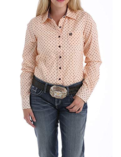 Cinch Women's Long Sleeve Printed Shirt, Peach Cobbler, XXL