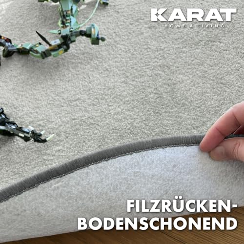 KARAT Teppich rund Ø 50cm Silbergrau - Moderner Flauschiger Velours Kurzflor Teppich für Kinderzimmer - Spielteppich, Kinderteppich Krokodil