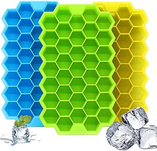 Zikenis Eiswürfelform Silikon 3er Set - 45 Fächer Mit Deckel BPA-frei Stapelbar