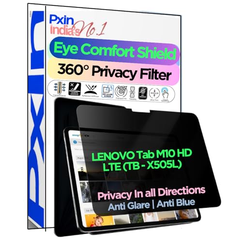 Image of PxIn Tablet Privacy Screen Guard compatible with LENOVO Tab M10 HD LTE (TB - X505L) | No.1 | Anti Glare | Anti Blue Light | Anti UV | 4 Way Privacy Filter | 360 Privacy | Eye Protect