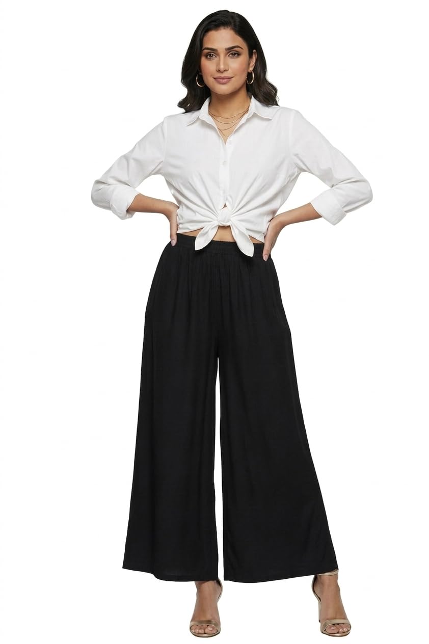 thrifty thread we promise comfort Thirfty Thread Super Soft Viscose Rayon Palazzo Pants for Women Relaxed & Regular Fit Solid Palazzo for Women & Girls Casual Ethnic Wear-picture-26