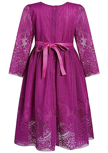 Bonny Billy Girl's Classy Embroidery Lace Maxi Flower Girl Dress2