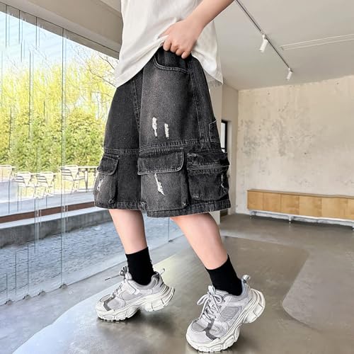 Pantalones cortos de mezclilla cargo para niños vaqueros de verano 5