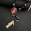 BONITTER Black Holy Death's Necklace Wooden Santa Muerte Necklace Red Rosaries Beads Blessing Crafted Rosario de la santa muerte Prayer Gift For Women Men (Black) #2