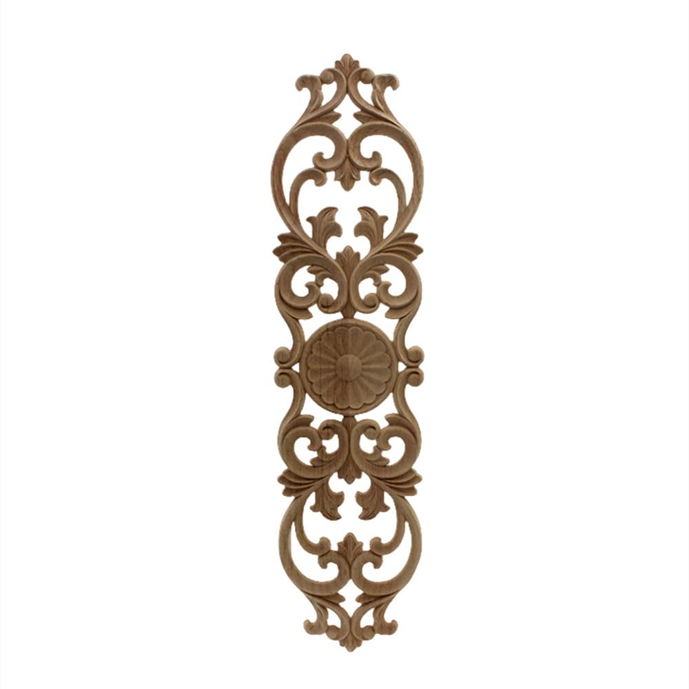 Aplique de esquina de madera tallada de roble de 50x12 cm para muebles