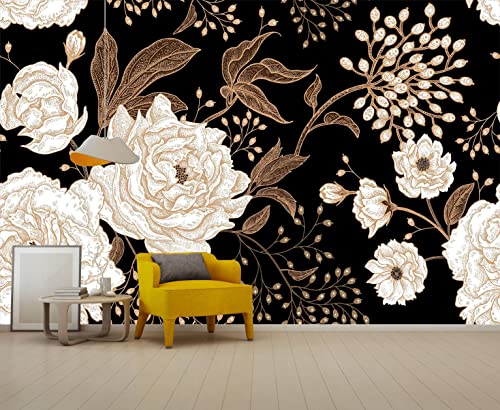 Reyhui Wall Mural Peonies and Roses Floral Vintage Wallpaper Seamless