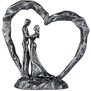 6th Anniversary Iron Sculpture Gift – Romantic Couple Statue for Her, Handcrafted Black Metal Decor – Wedding, Valentine’s, Birthday Keepsake