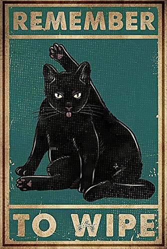Vintage Tin Sign Coffee Cats Print Remember to Wipe Black Cat Metal Poster Love Cats Metal Poster Cat Metal Poster Art Funny Cat Metal Poster Vintage Black Cat Metal Poster