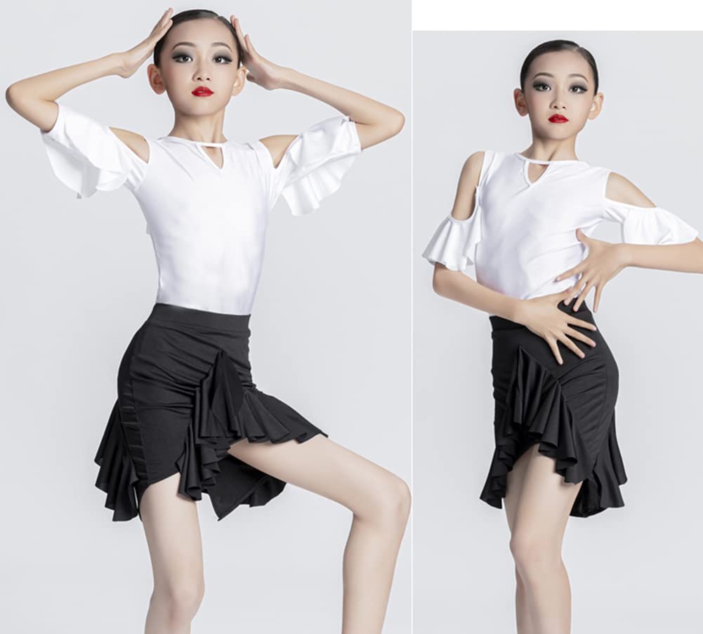 Dziewczyna z rozcięciem sukienka do tańca latynoskiego dziecięca praktyka ubrania ubrania tańca Rumba Samba balet Tango motyle rękawy Performancecostume