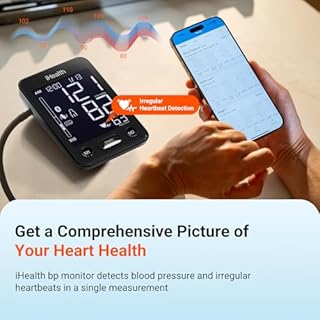 iHealth Accu Blood Pressure Monitor – 4.5" Large LCD(Black), Clinically Accurate, Irregular Heartbeat Alert, Body & Cuff Detection, Bluetooth Sync, Large 8.6"–17" Cuff– Easy for Seniors & Adults