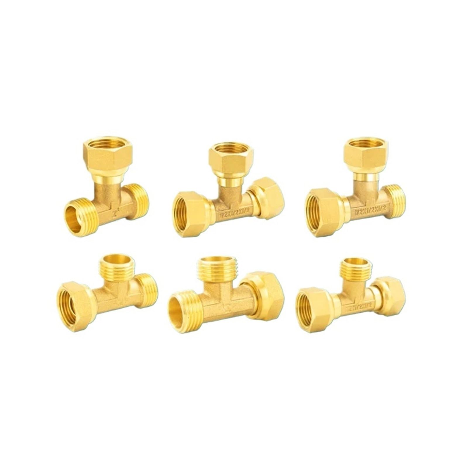 Adaptador de conector de tubería en T de latón con rosca hembra BSP de 1/2", 3/4" y 1" for calentador de agua(3l4BSP F-F-F)