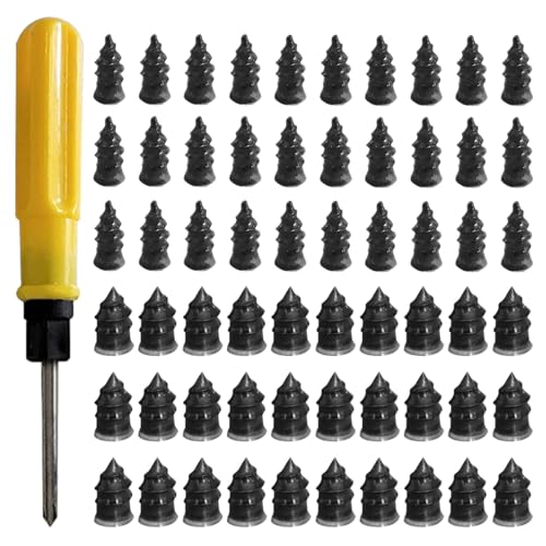 GAOLAOSY 60PCS Tire Repair Rubber Nail, Vacuum Tire Repair Screw Kit with Screwdriver & Box, Self-Service Auto Tires Puncture Fast Repair Tool, Universal for Car Truck Motorcycle Tractor