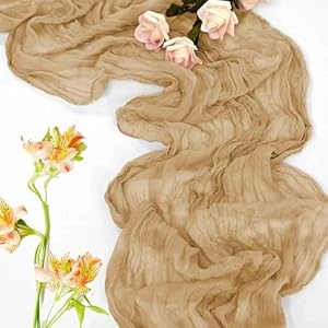 Cheesecloth Gauze Table Runner Boho Tablecloth - 35" x 120" Gauze Table Runner with Laundry Bag, Table Decor for Thanksgiving Weddings Dinner Picnic Birthday Party (Brown) Cheesecloth Gauze Table Runner Boho Tablecloth 35 x 120 Gauze Table Runner with Laundry Bag Table Decor for Thanksgiving Weddings Dinner Picnic Birthday Party Brown