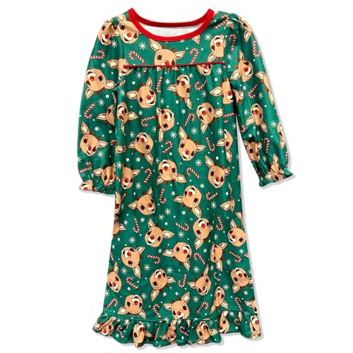 Komar Kids Rudolph The Red Nosed Reindeer Pajamas Girls Nightgown - Cozy Christmas Loungewear PJs for Toddlers Girls