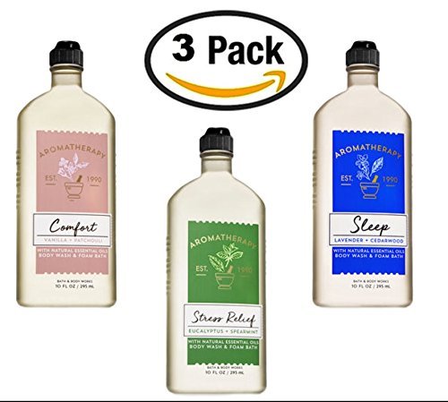 Aromatherapy Body Wash & Foam Bath 10 oz (3 Piece Bundle - Stress Relief, Sleep, and Comfort)