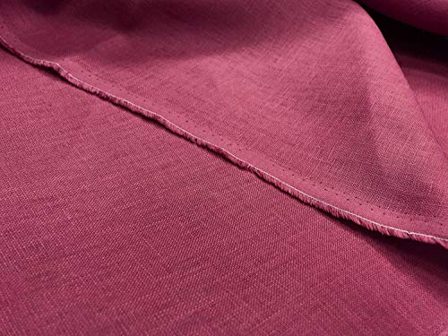 Natural Pure 100% Linen Fabric - 54" Wide Linen Material for Needlework by The Yard - Linen Fabric Cloth for Dressmaking, Bag, Tablecloth, Craft, Embroidery - 1/2 Yard 54" x 18" Magenta