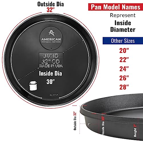 American Built Pro Water Heater Drain Pan Undrilled Anti Flood Pan Comes with 1\" Drain Adapter Fitting, 30\" Round Black Drain Pan Made for Electric Water Heater Protects Floor from Water Damages - Thumbnail 2