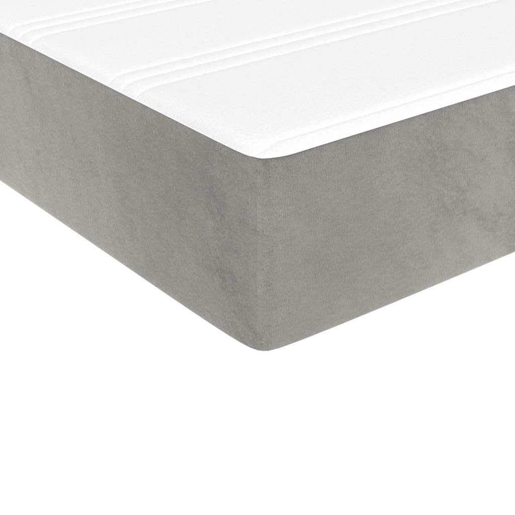 Materasso a molle insacchettate in velluto grigio chiaro, 90 x 200 x 20 cm