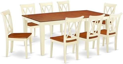 Atlin Designs Juego de mesa de comedor de 9 piezas en suero de lechecereza