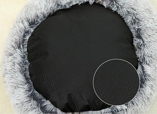 Dog Cave Bed for Small Dogs Cats Pets, Anti Anxiety Calming Plush Dog Beds, Fluffy Covered Hooded Cozy Burrow Puppy Beds, Anti-Slip Bottom Washable Pet Sleeping Bag (20" D, Grey) - Image 6