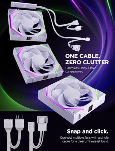 Image of AsiaHorse Nyota Pro 120mm PC Fans ARGB PWM, Modular Daisy-Chain Design, Dual-Zone Asynchronous Lighting, 18 Addressable LEDs, 2000RPM High Airflow 61.5CFM, Low Noise 29dB, for PC Case & Liquid Cooler