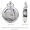 ManChDa Pocket Watch - Pocket Watches Special 3D Train Railroad Steam Locomotive Cover Antique Steampunk Pocket Watch and Chain Quartz Vintage Fob Watch for Men + Gift Box | Silver White #2