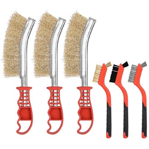 Cepillos metálicos para taladro,Cepillo de Alambre,Cepillo de Latón,Cepillos de Alambre para Taladro, Vástago Redondo Cepillo Metalico Limpieza, Lijadora Cepillos Alambre Taladro Profesionale,6PC