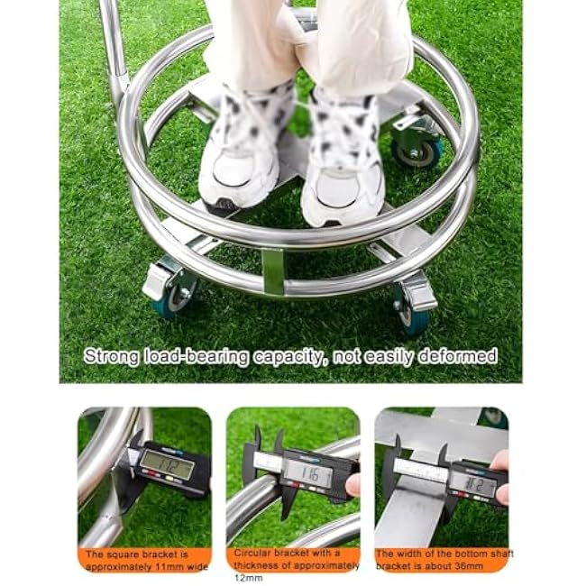 Stainless Steel Stock Pot Rack, Heavy Duty Bucket Mobile Cart, Gas Bottle Mobile Base with Four Wheels for Storage Buckets Milk Buckets (Silver a)-84y6wKvs