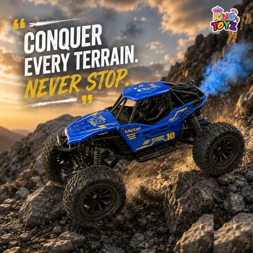 Image of Rock Crawler RC Car, 4 Functions, Rechargeable Remote Control Climbing Car with Fog Effect for Kids-Blue