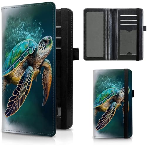 Image of FUYOCWE Checkbook Covers for Personal Checkbook,Leather Checkbook Cover for Business /Personal Checks,RFID Blocking Check Book Cover Holder Wallets for Men Women-Green Sea Turtle