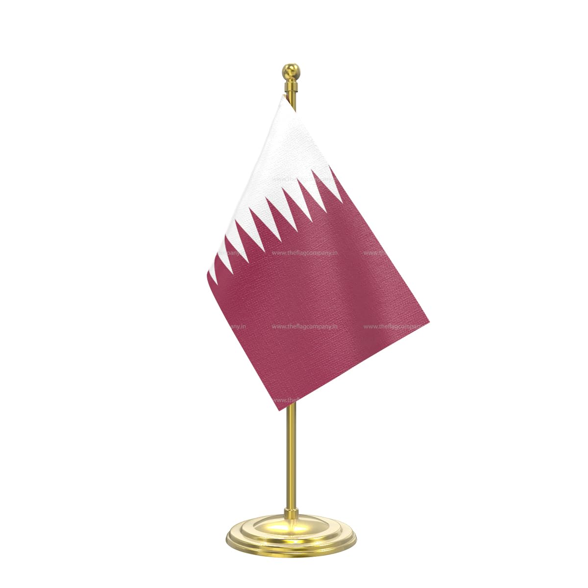 The Flag Company Gold Acrylic Pole with Round Base | Desk Flag for Office, Reception & Home Décor (Qatar)