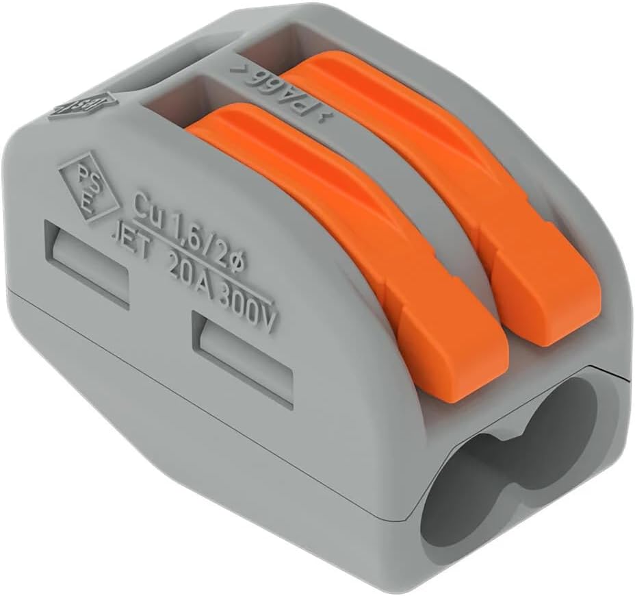 222-412 TUERCAS DE PALANCA Conectores compactos de 2 conductores, 100 unidades