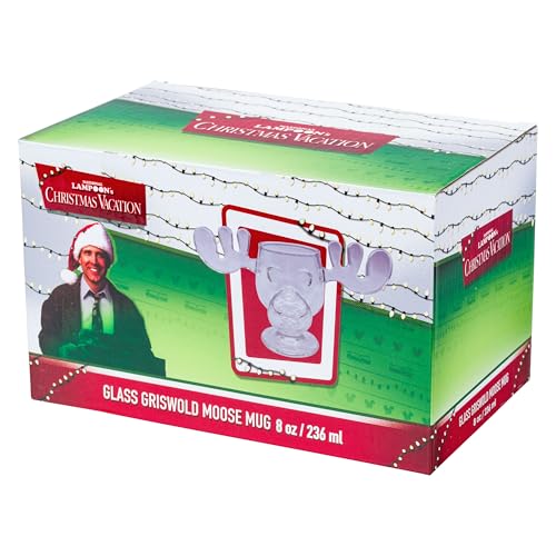 Taza de vidrio con diseño de alce 8 oz en caja miniatura 6