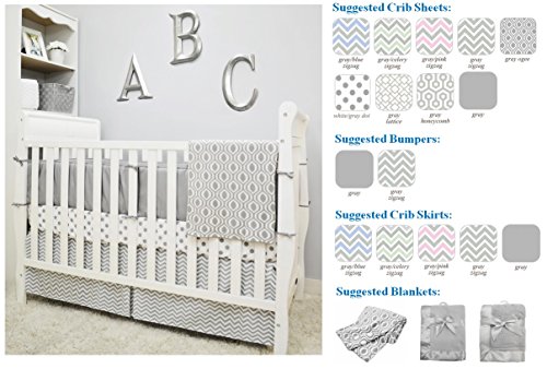 Image of American Baby Company 100% Natural Cotton Percale Fitted Crib Sheet for Standard Crib and Toddler Mattresses, Gray Lattice, Soft Breathable, for Boys and Girls