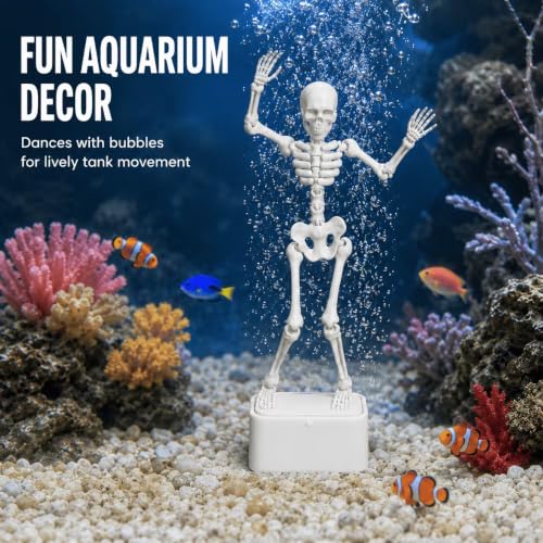 Image of Azoth Dancing Skeleton Aquarium Decoration | Bubble Activated, Fish Tank