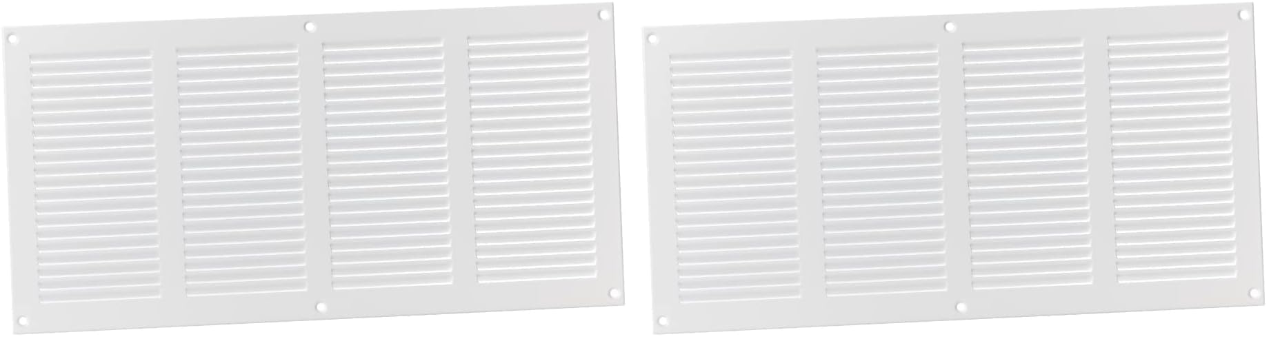 White 14x6 inch Steel Vent Cover with Insects Screen - Sidewall and Ceiling - Outside Dimensions: 15.75" w X 7.87" h (Pack of 2)