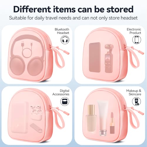 Image of Inesore Soft Headphone Case Headset Carrying Storage Bag Pouch, Pink | Compatible with JBL Tune & Live /Sony WH-CH520 510 720 / Sony MDR-ZX /Bose QuietComfort /JLab /BERIBES /TOZO /KVIDIO /SoundCore
