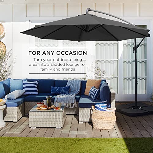 Best Choice Products 10ft Offset Hanging Market Patio Umbrella w/Easy Tilt Adjustment, Polyester Shade, 8 Ribs for Backyard, Poolside, Lawn and Garden - Image 4