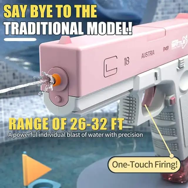 Image of PoPo Toys Holi Glock Electric Water Gun |Pink | Loved by Every Child (Glock Electric - Pink)